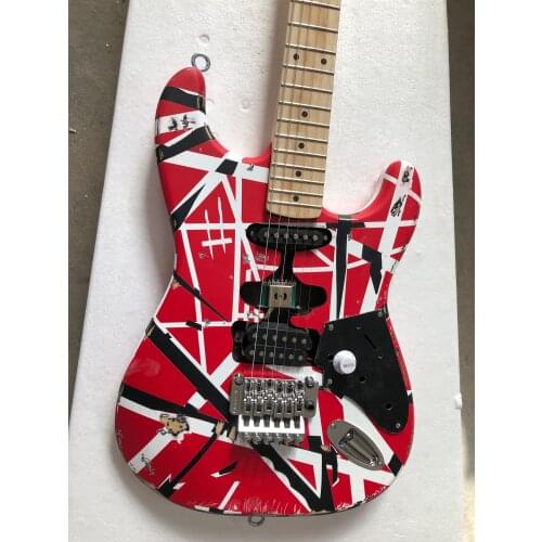 Retro electric guitar/Red and white electric guitar, customizable, free shipping