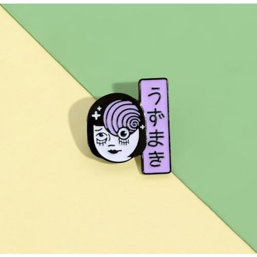 Enamel Pin Uzumaki Unhappy Face Brooch Backpack Clothes Metal Badge Lapel Pins Halloween Jewelry Gift For Friends