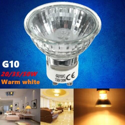 GU10 20/35/50W Halogen Lamp Bulb High Bright 2800K High Efficiency Clear Glass Lights Warm White Home Light Bulbs AC220-240V