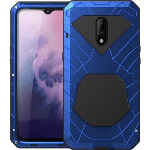 For Oneplus 7 Hybrid Armor Aluminum Metal Shockproof Bumper Frame Case Soft Rubber Silicone Military Heavy Duty Hard Case