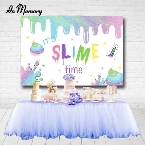 InMemory Its Slime Time Photography Backgrounds Coloful Slime Kids Birthday Party Backdrops Custom Photocall Vinyl Polyester
