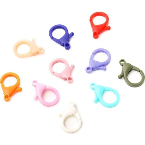 Candy Color Mixed Plastic Lobster Clasp Clasps Hooks DIY Keychain Toys Bags Jewelry Making Findings Supplies Accessories 18x25mm