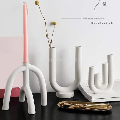 Nordic Creative Ceramic Candlestick White Candle Holders Candleholder Modern Living Room Candle Stand Home Ornament Gifts