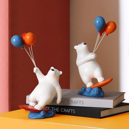 Creative surfing balloon bear resin decoration living room TV cabinet childrens room desktop decoration home soft decoration