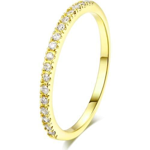 Concise Finger Rings For Women Classic Austrian Crystal Micro Pave Yellow Gold Color Vice Ring Fashion Jewelry Full Size R132