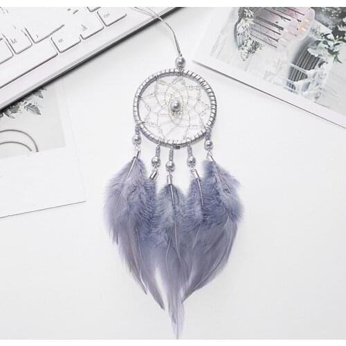Small Pendant Feather Wall Hanging Pink White Handmade Home Decoration Ornaments Living Room Bedroom Dream Catcher Gifts
