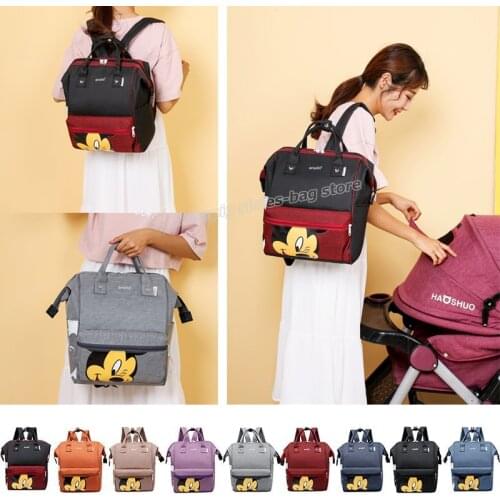Disney Mickey Mouse Diaper Bag Women Oxford Cloth Backpack Mommy Fashion Travel Organizer Mother Kid Newborn Stroller Bag Tote