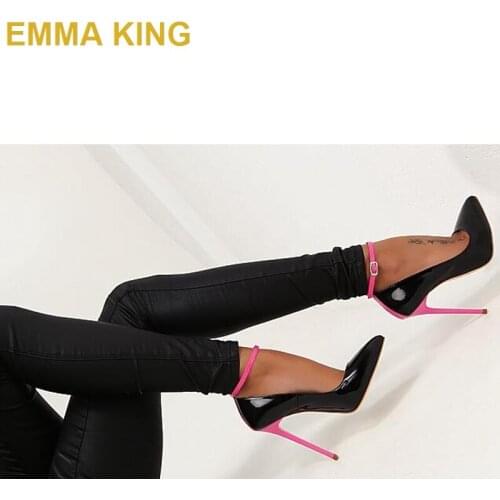 Fashion Buckle Wrap Women Pumps Black Pink PU Leather High Heels Summer Shoes Woman 2019 Stiletto Thin Heels Party Shoes 35-43