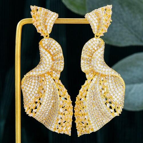 Fashion Original Luxury wave Big Pendant Earrings For Noble Women Wedding Party Dubai Bridal Earrings Fashion Trendy Jewelry