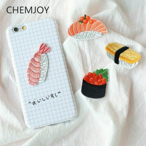 Set of 4 Japan Sushi Embroidered Patch Stick on for Clothing Cute Speical Applique T-shirts Jeans Biker Patch