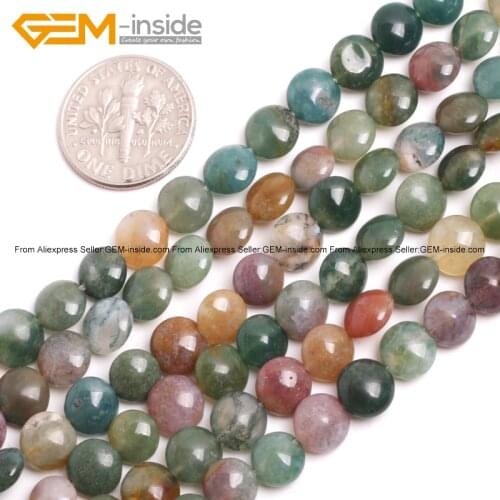 Natural Coin Indian Agates Stone Beads For Jewelry Making Selectable Size 15inches DIY FreeShipping Wholesale Gem-inside