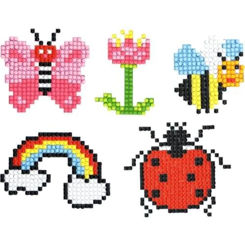 New Coming 5Pcs DIY Rainbow Diamond Painting Stickers Kits for Kids Mosaic Diamond Paint by Numbers for Children Crafts Making