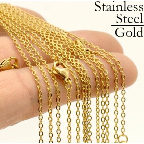 50 Pcs - Stainless Steel Chain Neceklace, Wholesale Stainless Steel Necklace Chain, Tarnish Free Gold Necklaces for Women