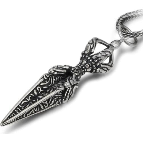 100% 925 Silver Tibetan Dorje Pendant Necklace Buddhist Vajra Pendant Necklace Tibetan Dorje Pendant Aulet