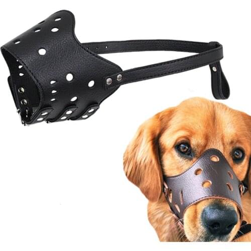 Adjustable Anti-biting Pet Dog Mouth Mask PU Leather Pet Dog Muzzle Safety for Small Medium Large Dogs Mouth Muzzles Training