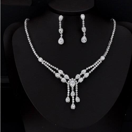 TIRIM Luxury Dubai Jewelry Set for Women Wedding & Engagement Party Cubic Zircon CZ Brazil Bridal Water Drop Necklace Earrings