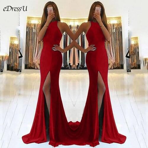 Sexy Halt Mermaid Evening Dress High Split Party Dress Elegant Maxi Dress Vestido de Fiesta Cut out Formal Prom Dress YSM-5525