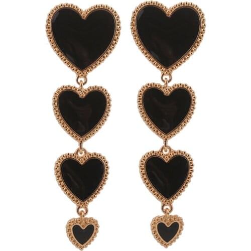 Jouval Big Heart Long Dangle Earrings For Women Exaggerated Vintage Tassel Drop Gold Statement Earring Brincos Fashion Jewelry