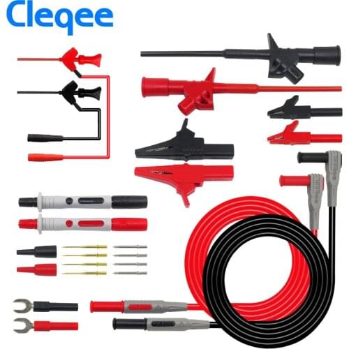 Cleqee P1300D P1300E P1300F Replaceable Multimeter Probe Test Hook&Test Lead kits 4mm Banana Plug Alligator Clip Test stick