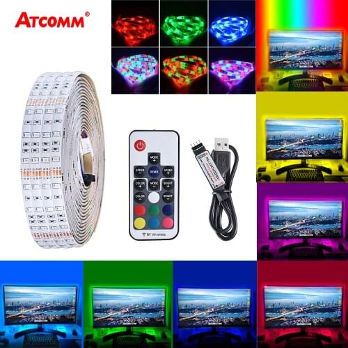 5V USB LED Strip Flexible Lamp RGB 60LEDS 1M 2M 3M 4M 5M Tape Diode SMD 2835 For Home Desk Screen TV Backlight IR Remote Control