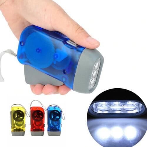 3 LED Dynamo Wind Up Flashlight Hand-pressing Crank NR No Battery Torch Camping Lamp Light for Outdoor Home