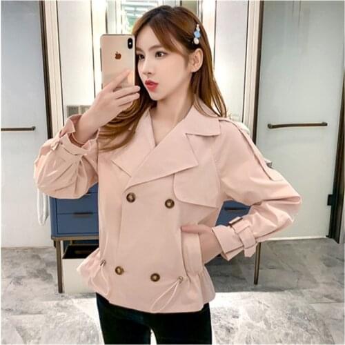 2020 Spring Autumn New Korean Version Casual Ladies Trench Coat Double-breasted Fashion Short Retro Windbreaker Female Overcoat