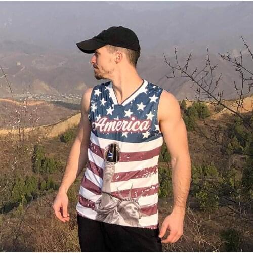 Womens Independence Day Print O-Neck Sleeveless Sexy Blouse Vest Tank Tops