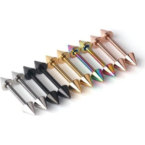 JFORYOU 10pc 316L Stainless Steel Spike Nipple Shield Barbell Ring Bar Body Piercing Retainer 14G 14mm