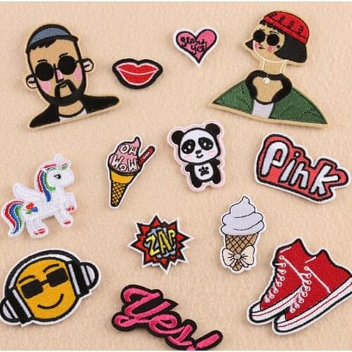 10PC Patches Embroidered Iron On Patches For Clothing DIY Stripes Clothes Stickers Custom DIY Badges