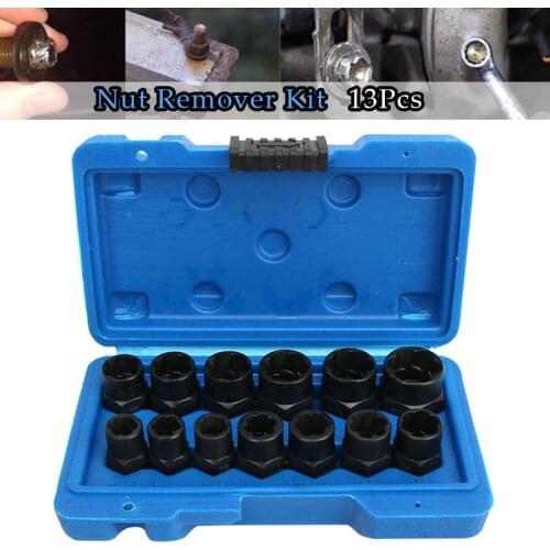 13Pcs Impact Damaged Bolt Nut Screw Remover Extractor Socket Tool Kit Removal Set Bolt Nut Screw Removal Socket Wrench