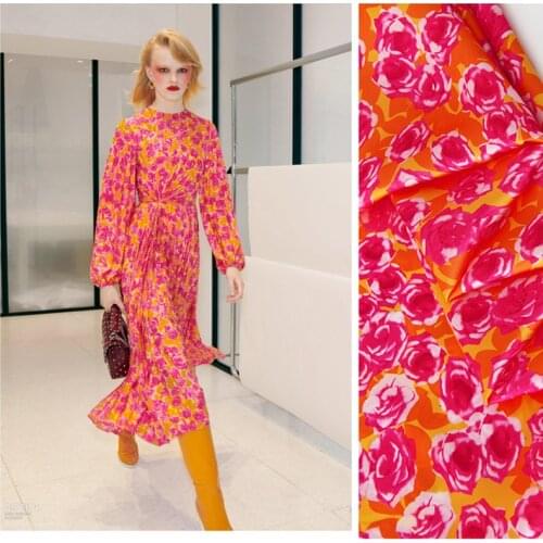 145cm*100cm designer fabric European brand rose flower digital printing clothing handmade DIY fabric designer fabric by the yard