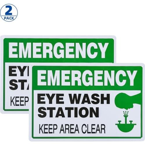 2 Pack Eye Wash Station Sign, Emergency Sign, 8"x12" UV Protected, Holes Included, Easy to Mount, Weather Resistant