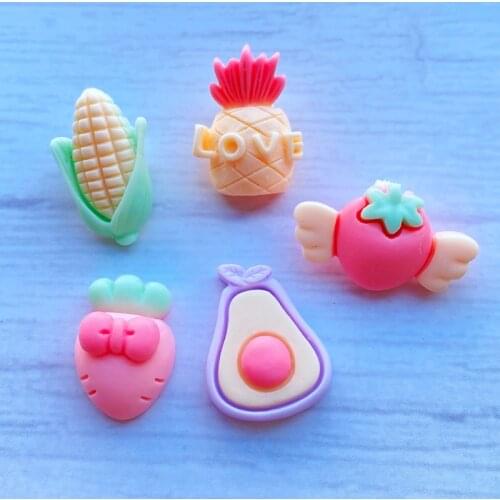 20Pcs Mixed Mini Cute Cartoon Fruit Series Flat Back Resin Cabochons Scrapbooking DIY Jewelry Craft Decoration Accessorie J12