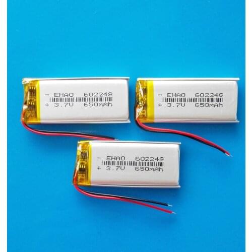 3 pcs 3.7V 650mAh 602248 lipo polymer lithium rechargeable battery power for MP3 GPS recorder headset e-book camera