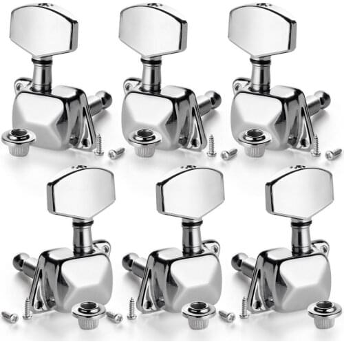 3L3R 6 Pieces Semi-closed Guitar String Tuning Pegs Tuner Machine Heads Knobs Tuning Keys for Acoustic or Electric Guitar Chrome