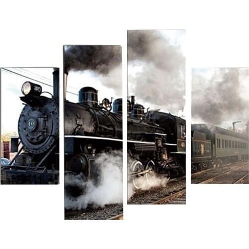 4 Pcs Modular Picture Poster Art Canvas Painting Panel Car Train Canvas Poste Painting Decorative No Frame