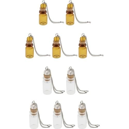 5Pcs Mini Glass Necklace Pendant Bottle DIY Decoration Perfume Diffuser Aroma Vials for Home Car Wedding