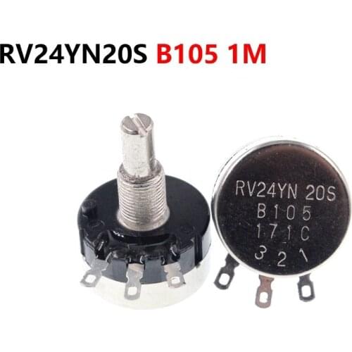 5PCS Single Turn Carbon Film Potentiometer RV24YN20S B105 1M Adjustable Resistor