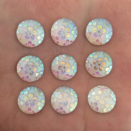 60 pieces/lot) white AB round Resin flower Flatback scrapbook Wedding decoration Buttons D444