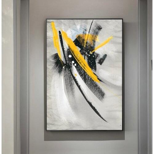 Abstract Yellow Feather Oil Paintings Print On Canvas Art Posters And Prints Modern Graffiti Art Wall Pictures Home Decor Cuadro