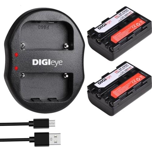 2Pcs 1800mAh NP-FM50 NPFM50 Batteries + Dual USB Charger for Sony NP-FM30 NP-FM51 NP-QM50 NP-FM55H DSLR-A100 HDR-HC1 DCR-TRV280