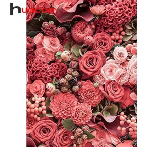 Huacan 5d Diamond Paintings Rose Diamond Cross-stitch Embroidery Mosaic Sets Full Square/Round Hydrangea Flower DIY Art Picture