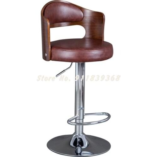 Lift bar chair solid wood backrest European retro rotating bar chair front desk cashier high stool simple swivel chair