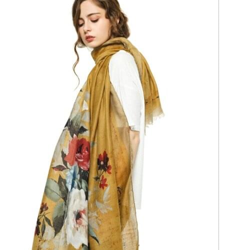 Yishine 2020 big rose elegant printing scarf