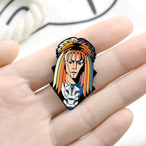 Jareth Goblin King Enamel pin Movie Labyrinth David Bowie Backpack Hat Badge Goth Jewelry Gift Lapel Pins for Women Men