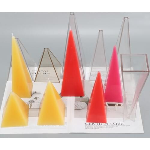DIY pyramid shape chocolate candle mold multi sizes soap candle moulds manual cute geometry candle making mould lz22