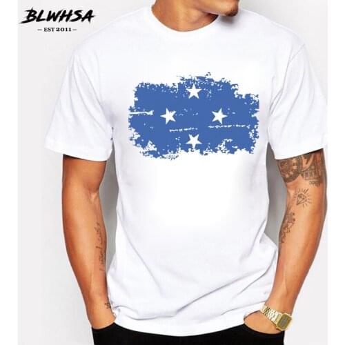 BLWHSA Micronesia Flag T shirt Men Fashion Summer Short Sleeve Cotton Micronesia National Flag T-shirts Funny Brands Clothing