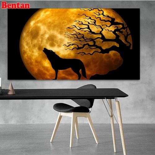 5d Round Square Diamond Painting Full Drill Square Wolf Moonlight Mosaic puzzle picture Home Decor Handmade Gift Embroidery Sale