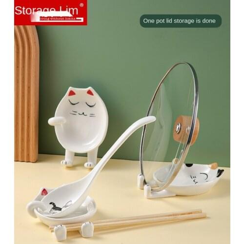 Ceramic cartoon spatula multi-role kitchen mesa chopsticks shovel spoon receive shelf mat pot holder frame