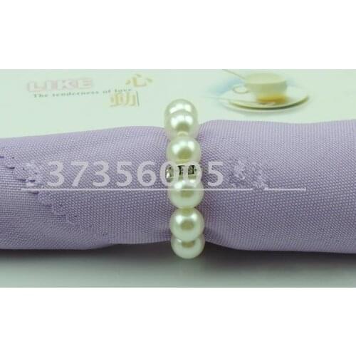 White Pearl Diamond Napkin Rings For Hotel Wedding Banquet Table Decoration Accessories Party Supplies free shipping